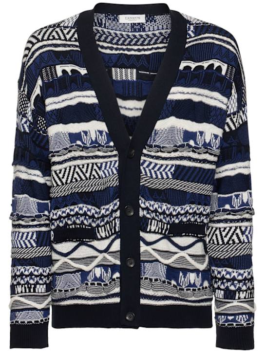 Laneus: Cardigan in maglia - Blu/Blue - men_0 | Luisa Via Roma