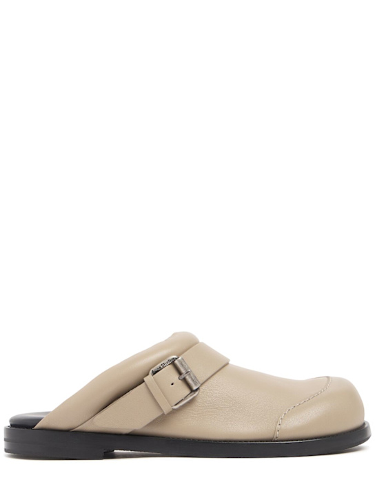 Acne Studios: Mules in pelle con fibbie 20mm - Taupe Beige - women_0 | Luisa Via Roma