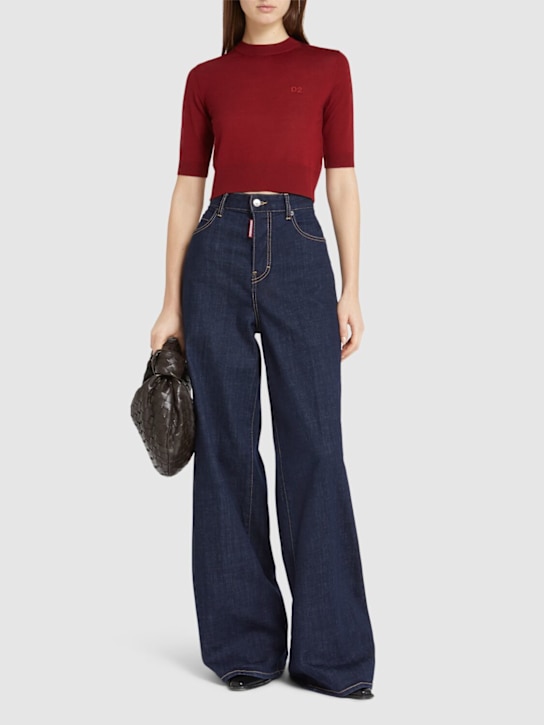 Dsquared2: Wool short sleeve sweater - Burgundy - women_1 | Luisa Via Roma