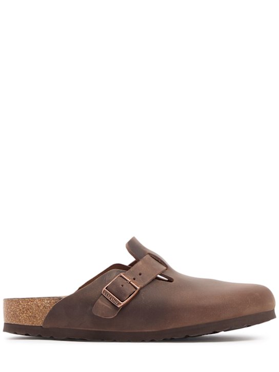 BIRKENSTOCK: Mules Boston in pelle oliata - Marrone - women_0 | Luisa Via Roma