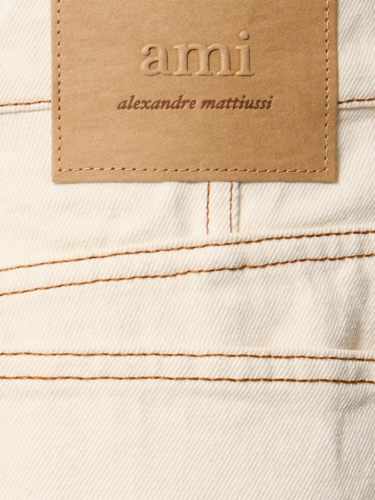 AMI Paris: Wide cotton fit jeans - White Cream - men_4 | Luisa Via Roma