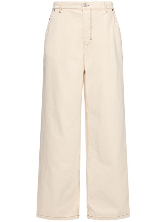 AMI Paris: Wide cotton fit jeans - White Cream - men_0 | Luisa Via Roma