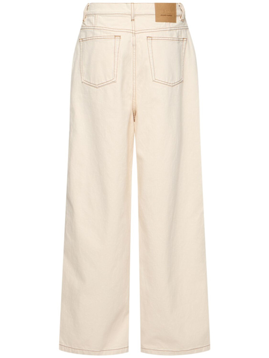 AMI Paris: Wide cotton fit jeans - White Cream - men_3 | Luisa Via Roma