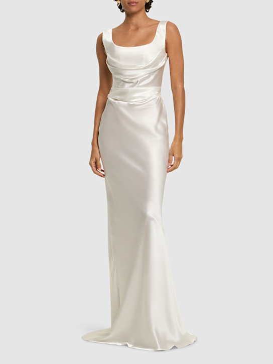 Giuseppe Di Morabito: Silk satin corset maxi dress - women_1 | Luisa Via Roma