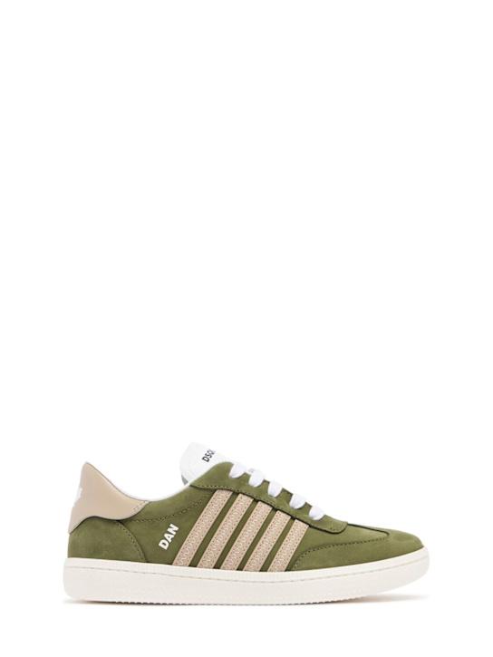 Dsquared2: Sneakers aus Wildleder mit Logo - Militärgrün - kids-boys_0 | Luisa Via Roma