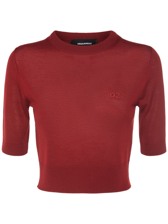 Dsquared2: Wool short sleeve sweater - Burgundy - women_0 | Luisa Via Roma