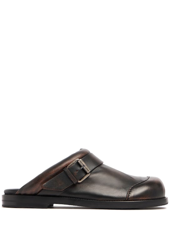 Acne Studios: 20mm leather mules - Brown/Black - women_0 | Luisa Via Roma