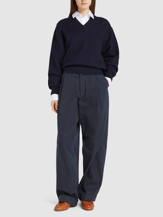 Dsquared2: Pantalones de sarga de algodón - Azul Marino - women_1 | Luisa Via Roma