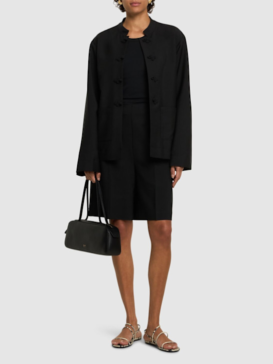 Róhe: Viscose palazzo shorts - Black - women_1 | Luisa Via Roma