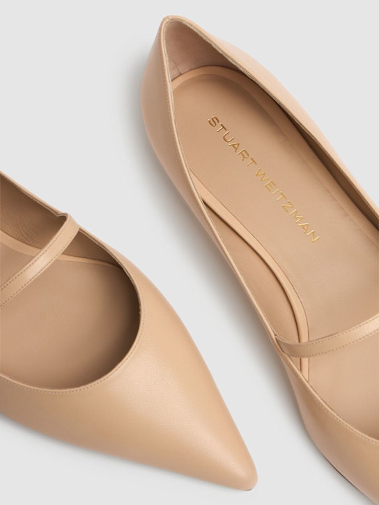 Stuart Weitzman: 5mm Emilia leather flat shoes - Beige - women_4 | Luisa Via Roma