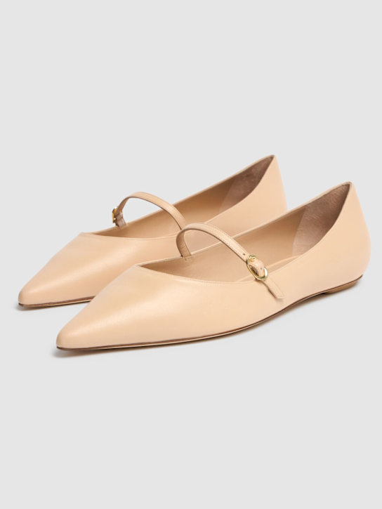 Stuart Weitzman: 5mm Emilia leather flat shoes - Beige - women_2 | Luisa Via Roma