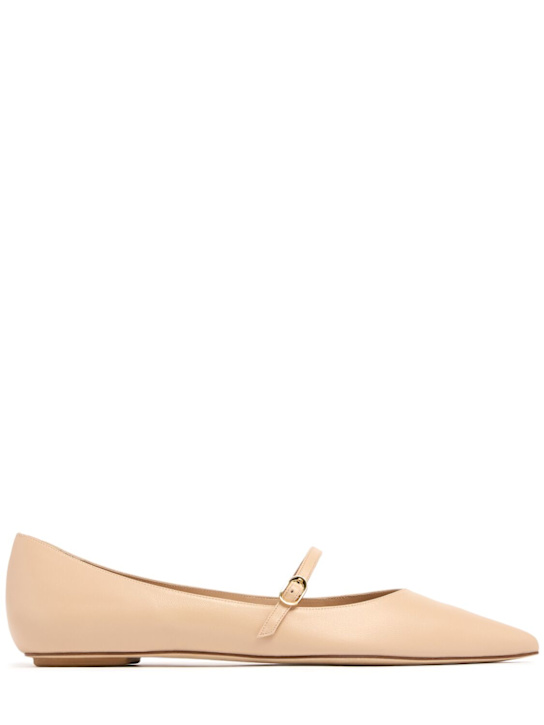 Stuart Weitzman: 5mm Emilia leather flat shoes - Beige - women_0 | Luisa Via Roma