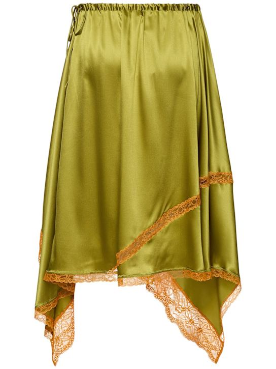 Dries Van Noten: Shake stretch silk satin skirt - Green - women_3 | Luisa Via Roma