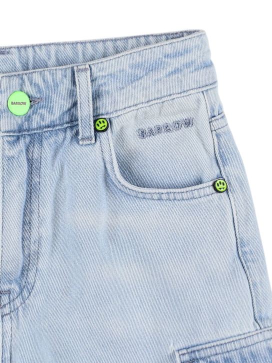 Barrow: Shorts cargo in denim di cotone - Celeste - kids-boys_1 | Luisa Via Roma