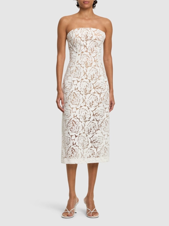 Ermanno Scervino: Cotton blend strapless midi dress - women_1 | Luisa Via Roma