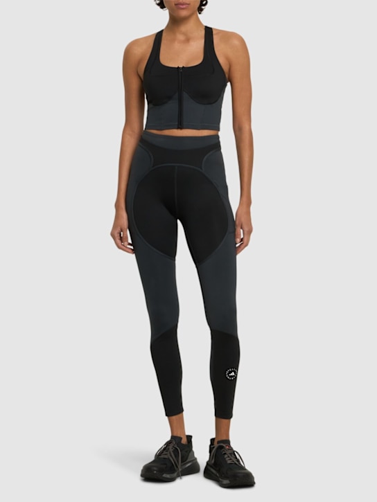 adidas By Stella McCartney: Two-Tone zipped crop tank top - women_1 | Luisa Via Roma