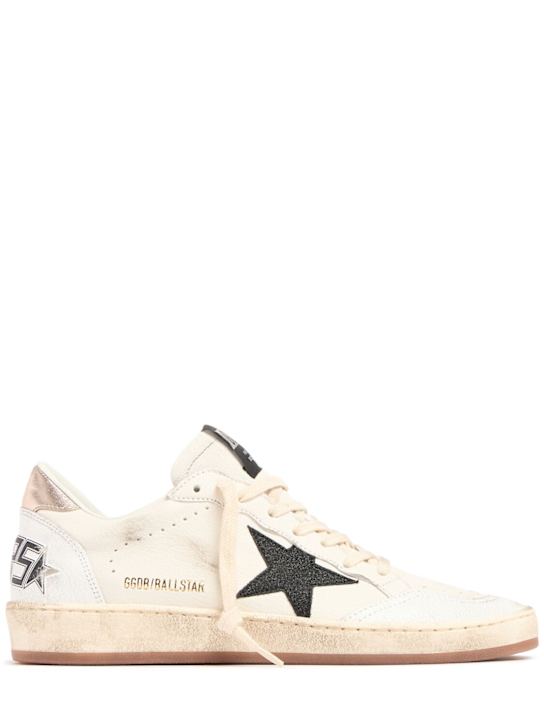 Golden Goose: 20毫米Ball Star皮革运动鞋 - 白色/黑色 - women_0 | Luisa Via Roma