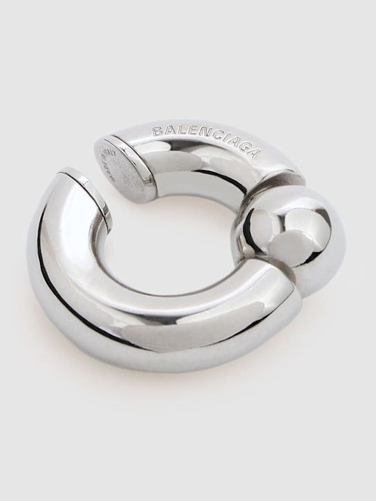 Balenciaga: Mega brass mono ear cuff - Silver - men_1 | Luisa Via Roma