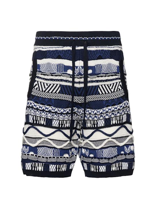 Laneus: Knitted Bermuda shorts - Blu/Blue - men_0 | Luisa Via Roma