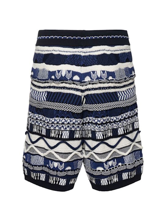 Laneus: Knitted Bermuda shorts - Blu/Blue - men_3 | Luisa Via Roma