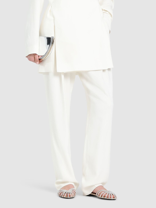 Alevì: 5mm Rebecca embellished satin flats - Nude - women_1 | Luisa Via Roma