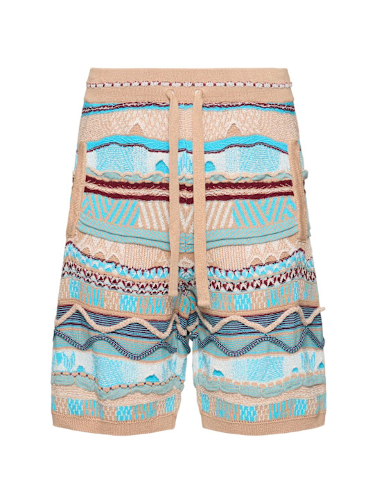 Laneus: Knitted Bermuda shorts - Cielo/Sky - men_0 | Luisa Via Roma