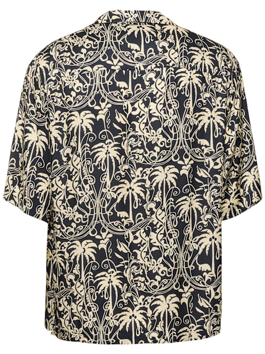 Laneus: Viscose short sleeve shirt - Nero/Black - men_3 | Luisa Via Roma