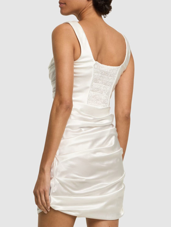Giuseppe Di Morabito: Silk satin draped mini dress - White - women_2 | Luisa Via Roma