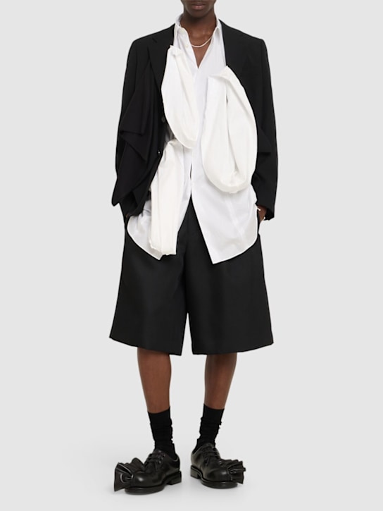 Comme des Garçons Homme Plus: Cotton shirt w/ ruffled placket - White/Beige - men_1 | Luisa Via Roma