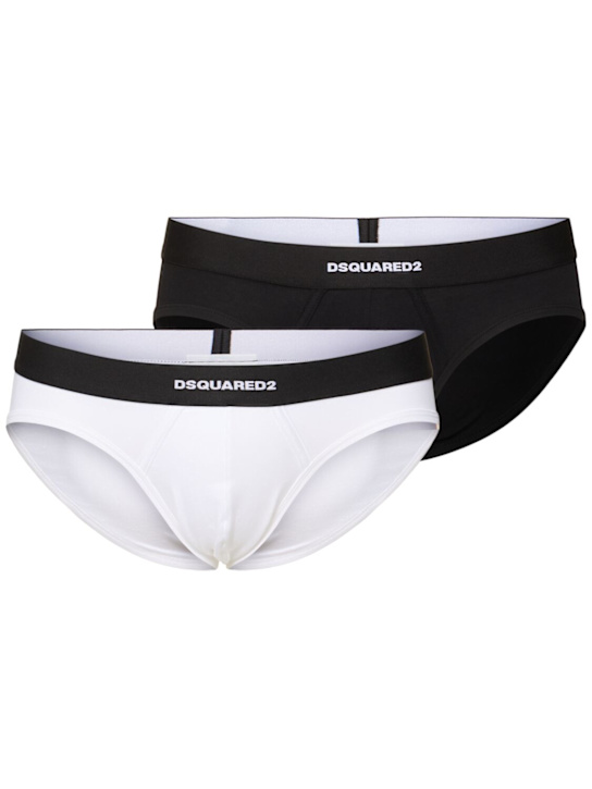 Dsquared2: Pack of 2 stretch cotton briefs - Black/White - men_0 | Luisa Via Roma