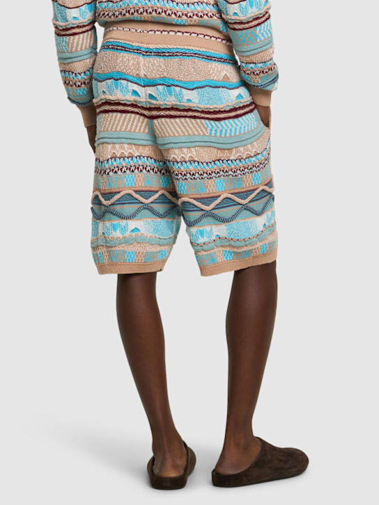 Laneus: Knitted Bermuda shorts - Cielo/Sky - men_2 | Luisa Via Roma