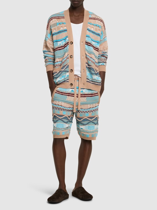 Laneus: Knitted Bermuda shorts - Cielo/Sky - men_1 | Luisa Via Roma