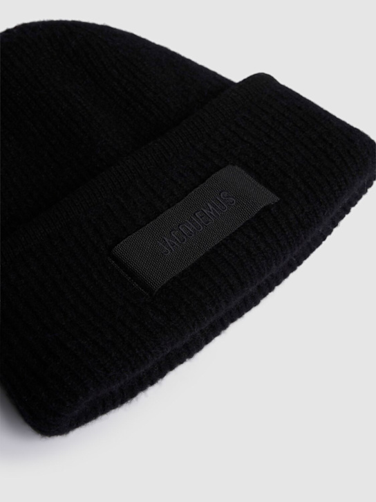 Jacquemus: Le Bonnet Gros Grain alpaca blend hat - Black - men_1 | Luisa Via Roma