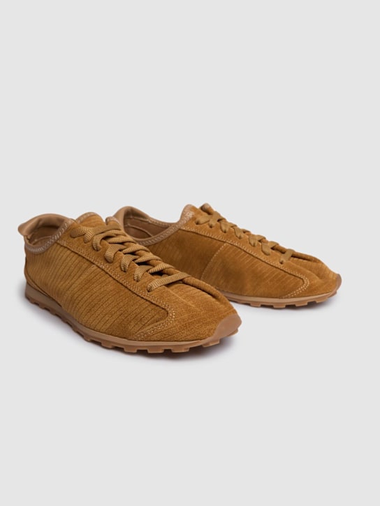 Jacquemus: Les Tennis麂皮系带运动鞋 - 驼色 - women_1 | Luisa Via Roma