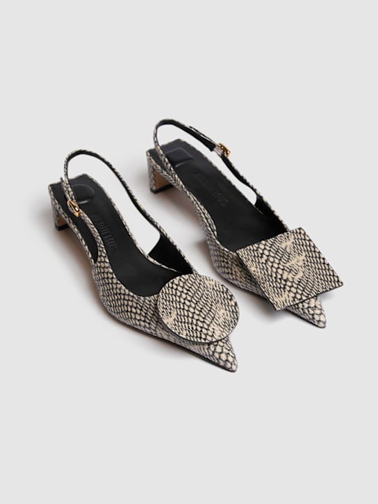 Jacquemus: 40毫米Duelo B蟒蛇纹印花高跟鞋 - 米黄色 - women_1 | Luisa Via Roma