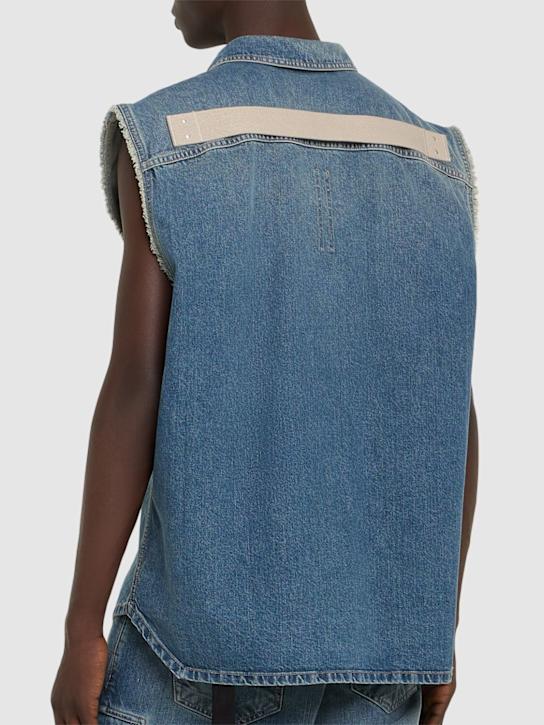 Rick Owens DRKSHDW: SL Tommy jumbo overshirt - Blue - men_2 | Luisa Via Roma