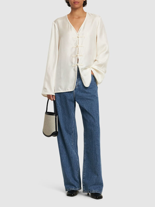 Róhe: Mandarin silk long sleeve top - women_1 | Luisa Via Roma