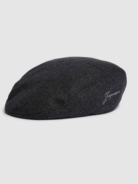 Jacquemus: Le Beret Valerie wool hat - Dark Grey - men_1 | Luisa Via Roma