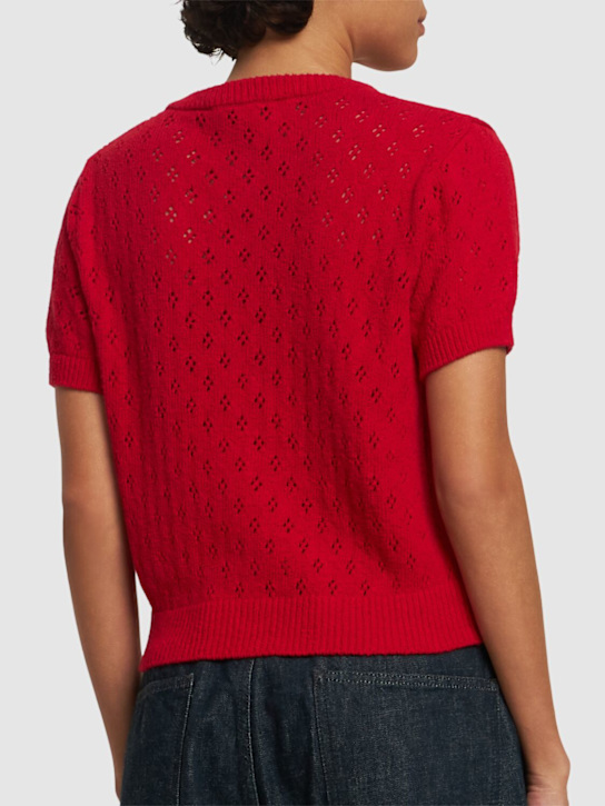 Dunst: Cardigan in cotone crochet - Rosso - women_2 | Luisa Via Roma