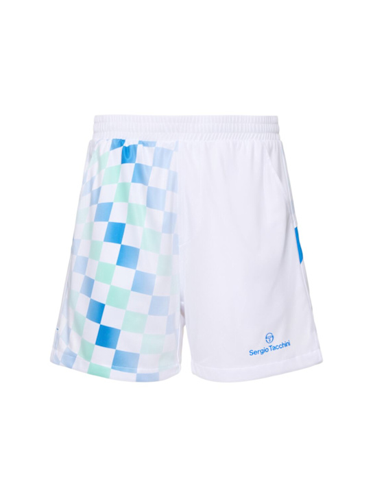 Sergio Tacchini: Shorts Luca in piqué stampato - Brilliant White - men_0 | Luisa Via Roma