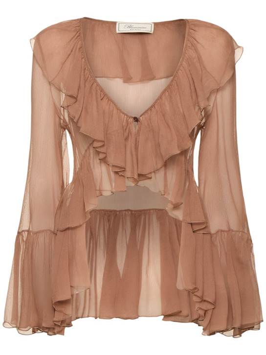 Blumarine: Sheer silk crepe shirt - women_0 | Luisa Via Roma