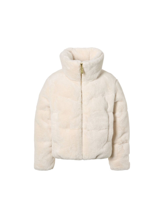 Molo: Plush puffer jacket - バニラ - kids-girls_0 | Luisa Via Roma
