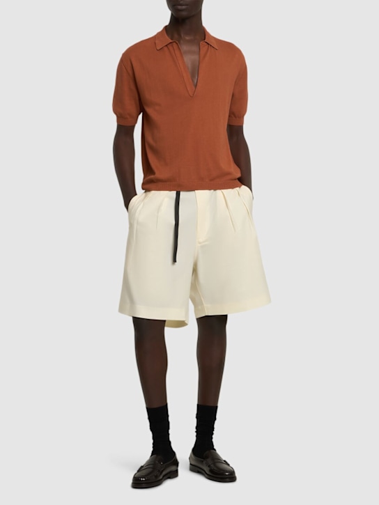Seven Gauge: Tropical wool blend shorts - Beige - men_1 | Luisa Via Roma