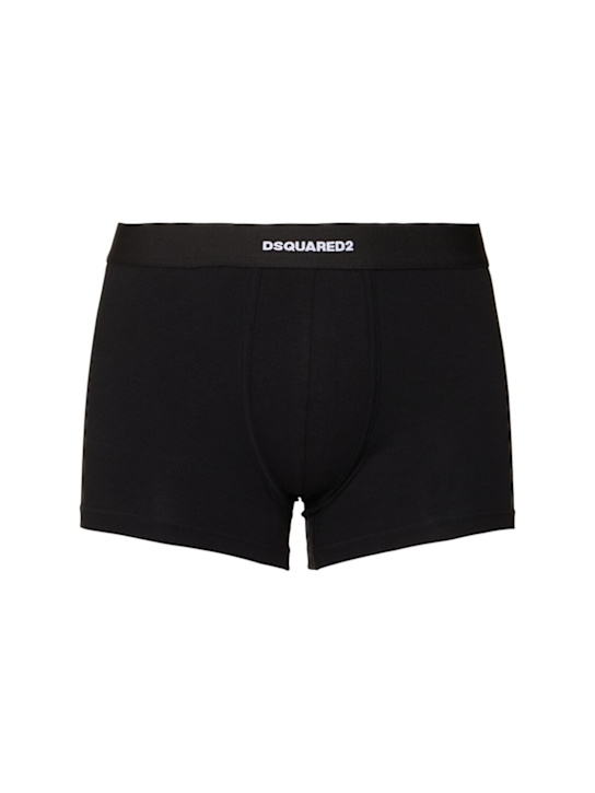 Dsquared2: Pack of 2 stretch cotton boxer briefs - Black/White - men_5 | Luisa Via Roma