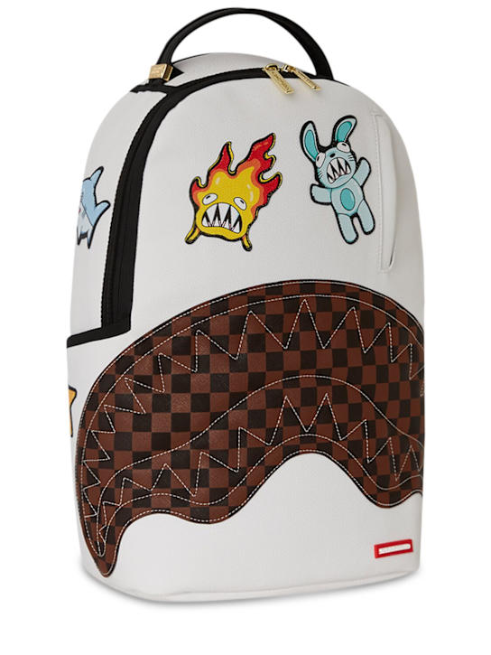 SPRAYGROUND: Printed canvas backpack - White/Brown - kids-boys_4 | Luisa Via Roma
