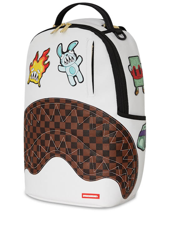 SPRAYGROUND: Printed canvas backpack - White/Brown - kids-boys_1 | Luisa Via Roma