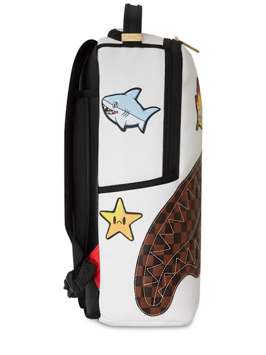 SPRAYGROUND: Printed canvas backpack - White/Brown - kids-boys_3 | Luisa Via Roma