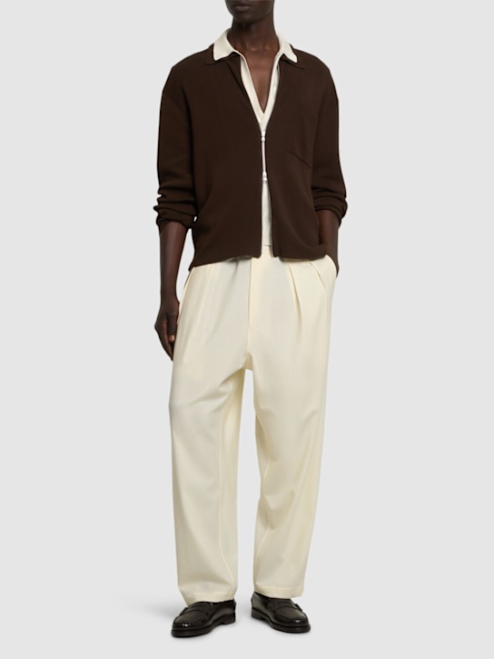 Seven Gauge: Tropical wool blend pants - Beige - men_1 | Luisa Via Roma