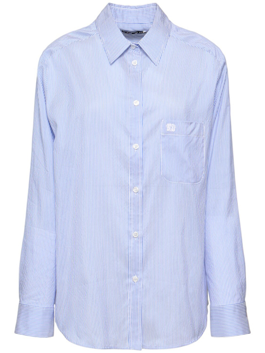 Blazé Milano: Catalina Anabas striped silk blend shirt - Blue/White - women_0 | Luisa Via Roma
