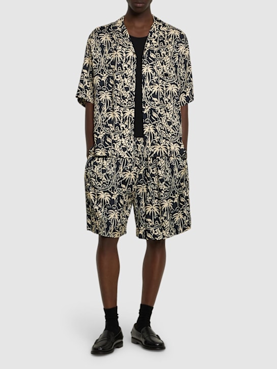 Laneus: Viscose Bermuda shorts - Nero/Black - men_1 | Luisa Via Roma